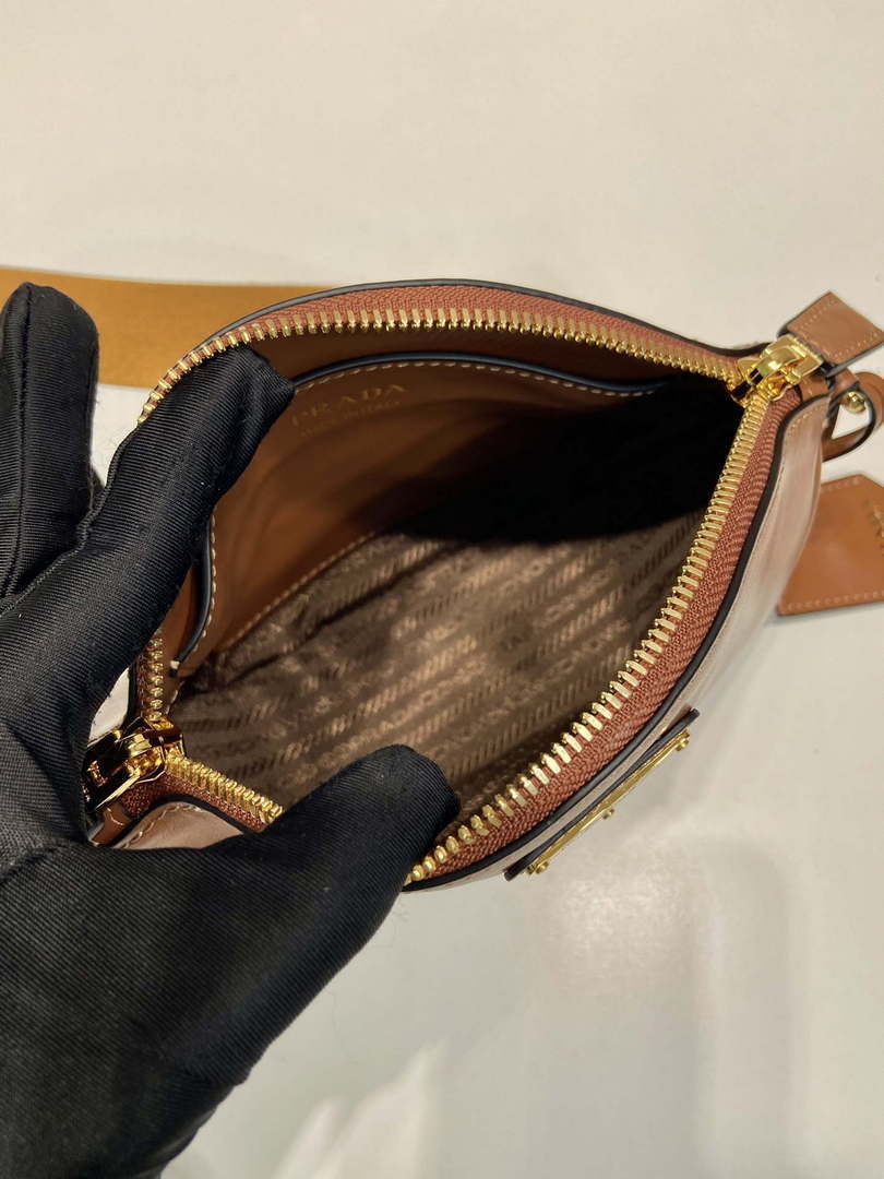 Prada 1BH212 Brown Leather Mini Shoulder Bag