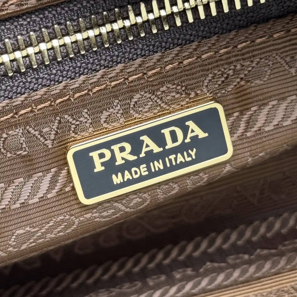 Prada 1BH215 LusSolf leather shoulder bag Dark Brown
