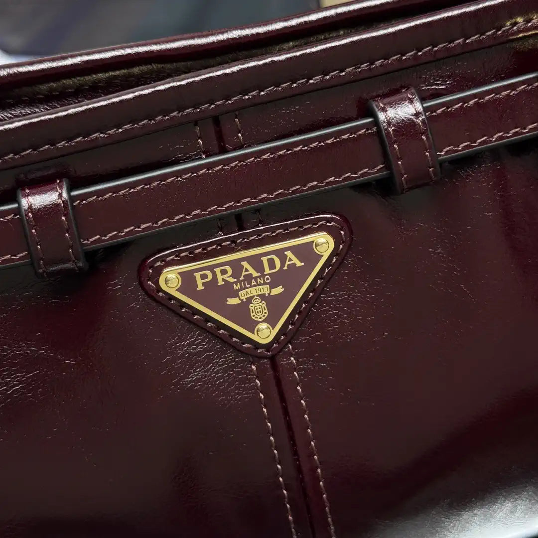 Prada 1BH215 LusSolf leather shoulder bag Wine Red