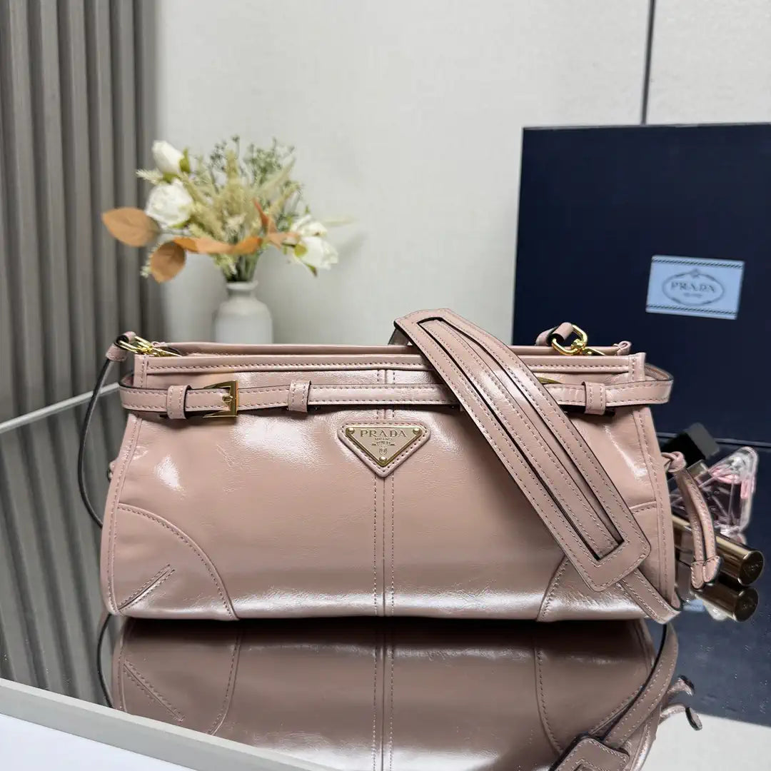 Prada 1BH215 LusSolf leather shoulder bag Pink
