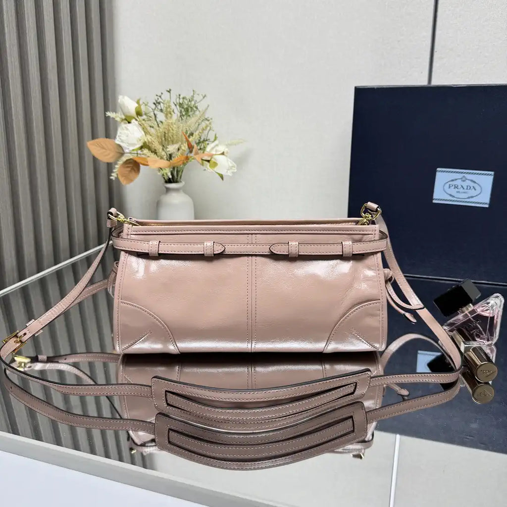 Prada 1BH215 LusSolf leather shoulder bag Pink