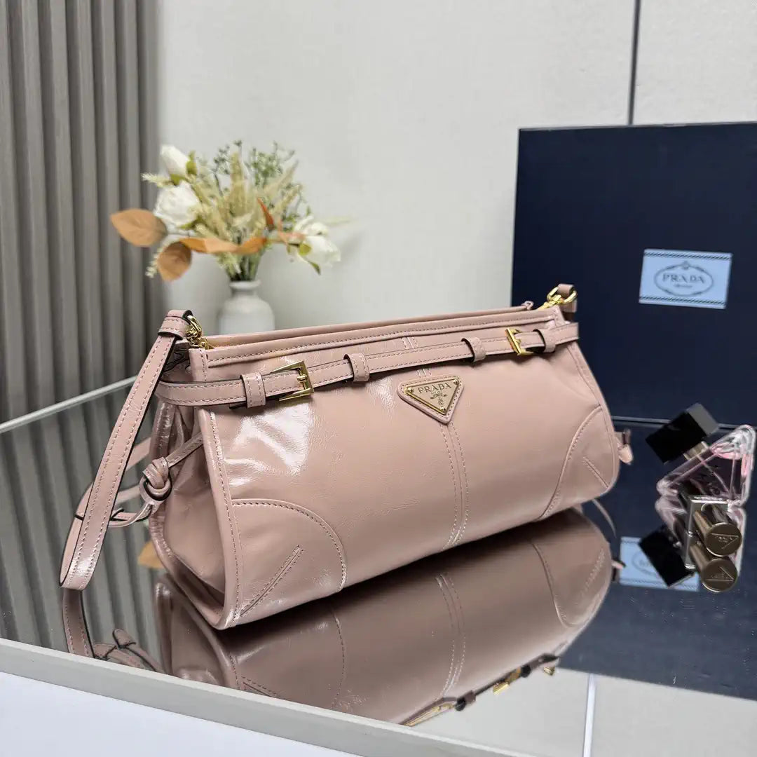 Prada 1BH215 LusSolf leather shoulder bag Pink