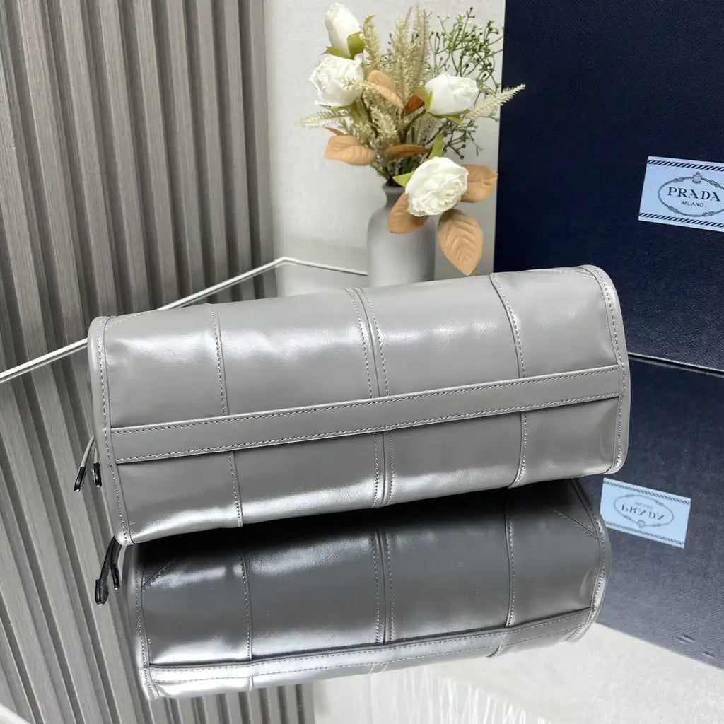 Prada 1BH215 LusSolf leather shoulder bag Gray