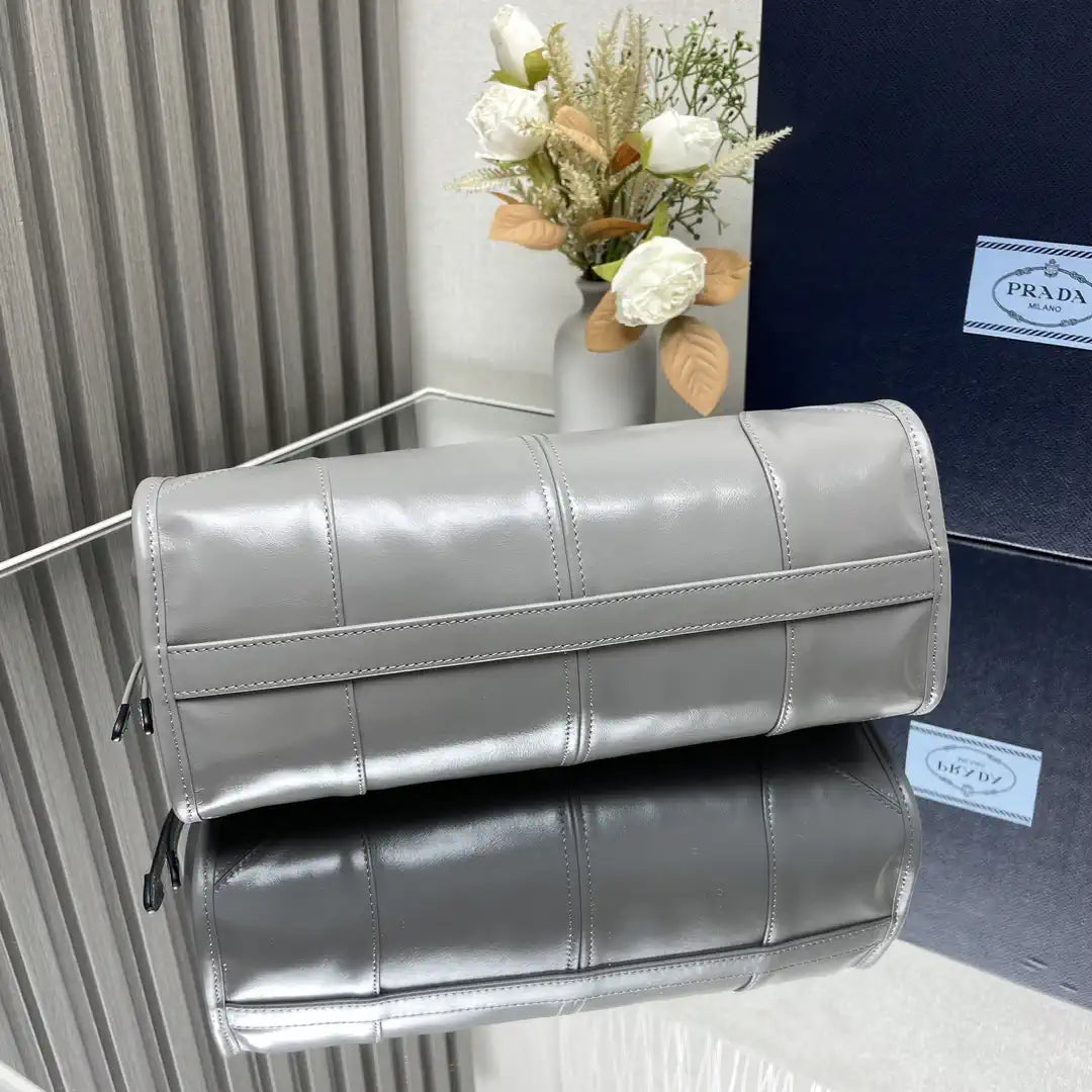 Prada 1BH215 LusSolf leather shoulder bag Gray
