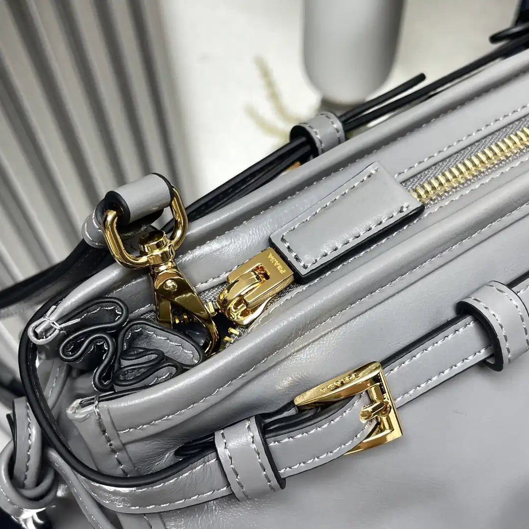 Prada 1BH215 LusSolf leather shoulder bag Gray