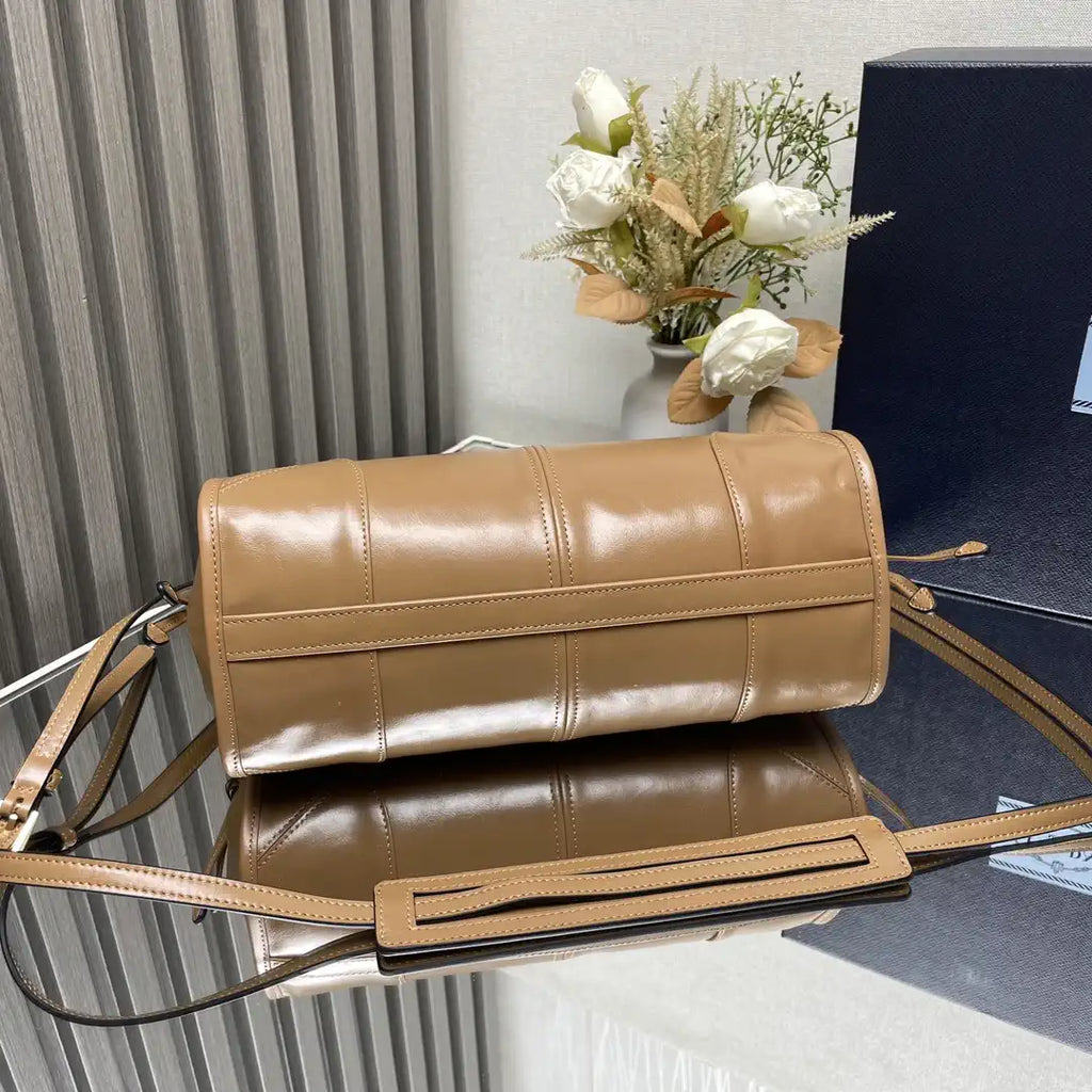 Prada 1BH215 LusSolf leather shoulder bag Apricot