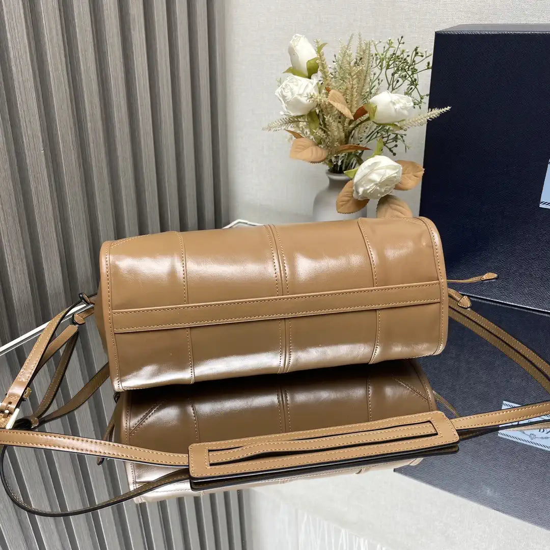 Prada 1BH215 LusSolf leather shoulder bag Apricot