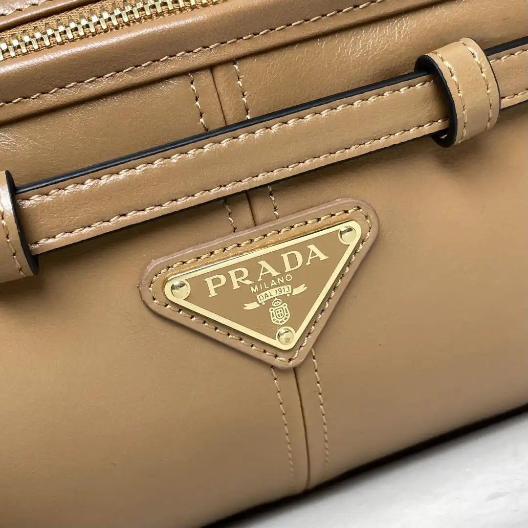 Prada 1BH215 LusSolf leather shoulder bag Apricot