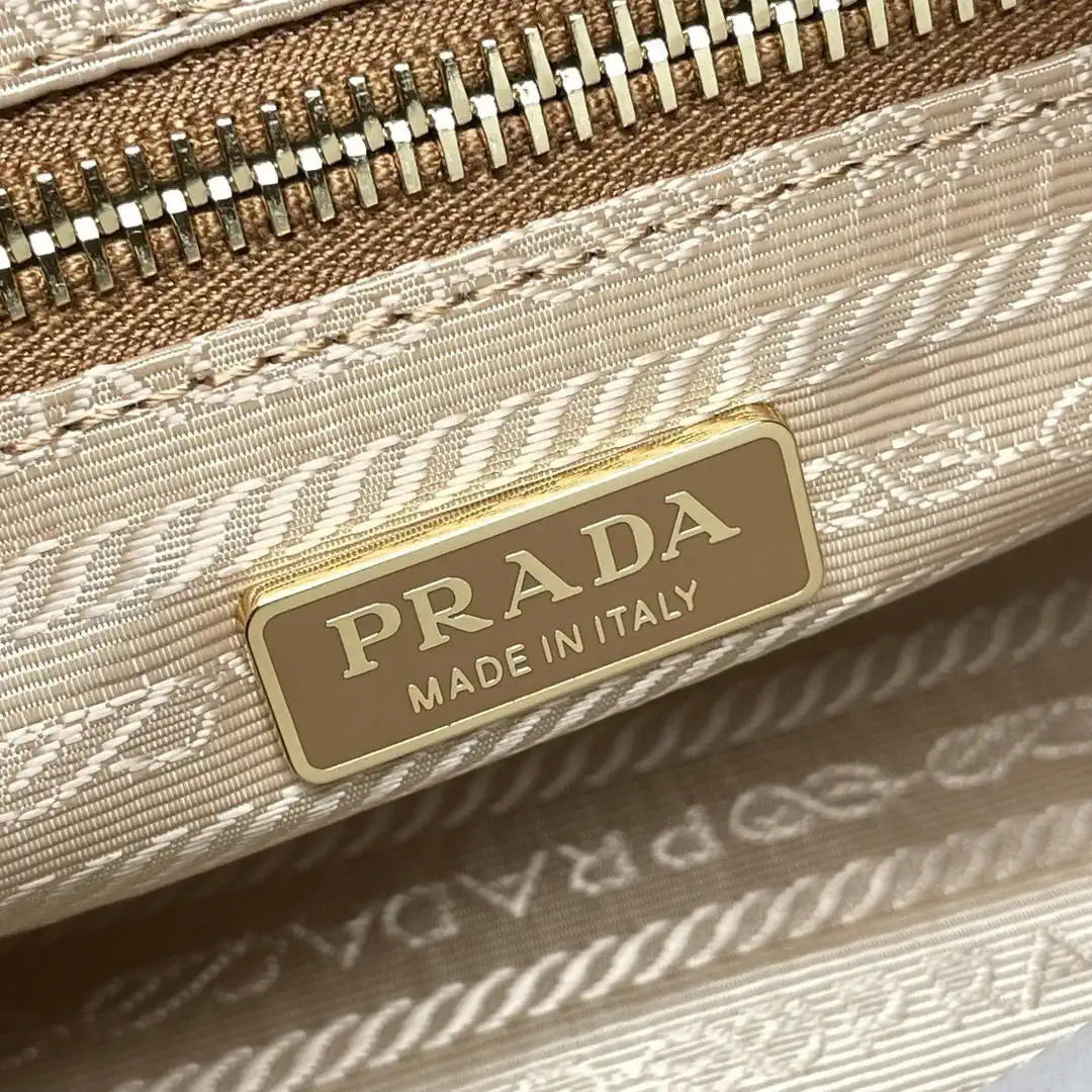 Prada 1BH215 LusSolf leather shoulder bag Apricot
