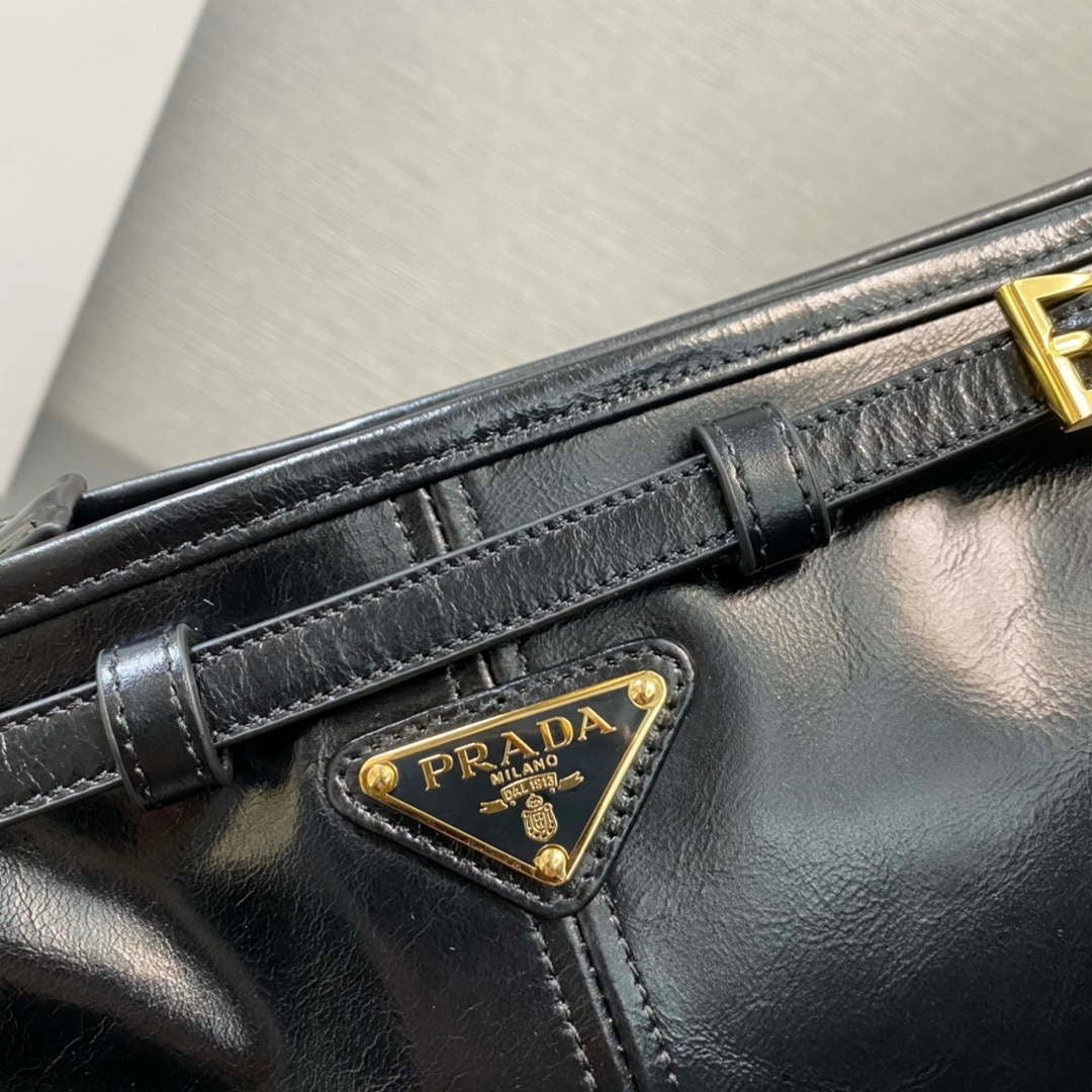 Prada 1BH215 LusSolf leather shoulder bag Black - Default Title - View 3