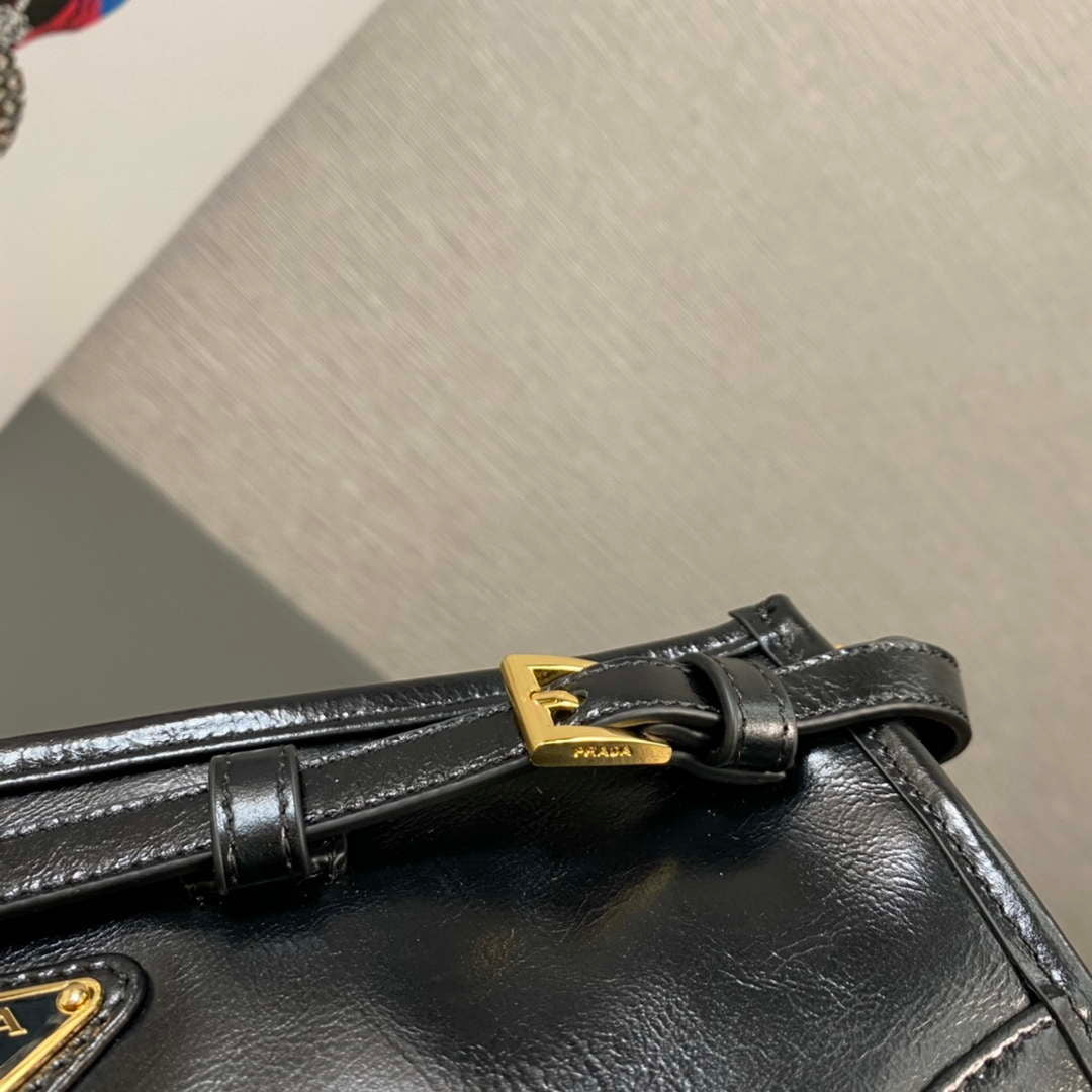 Prada 1BH215 LusSolf leather shoulder bag Black