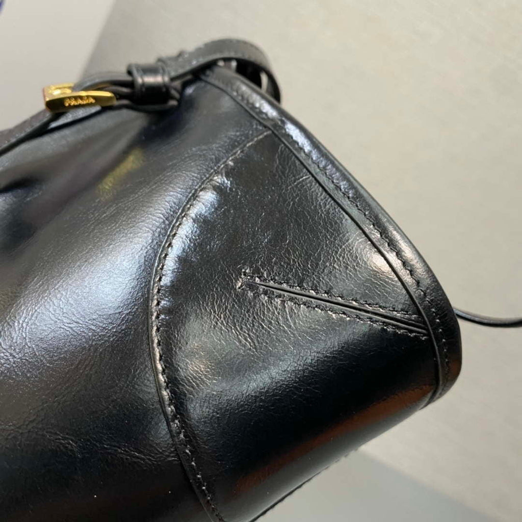 Prada 1BH215 LusSolf leather shoulder bag Black