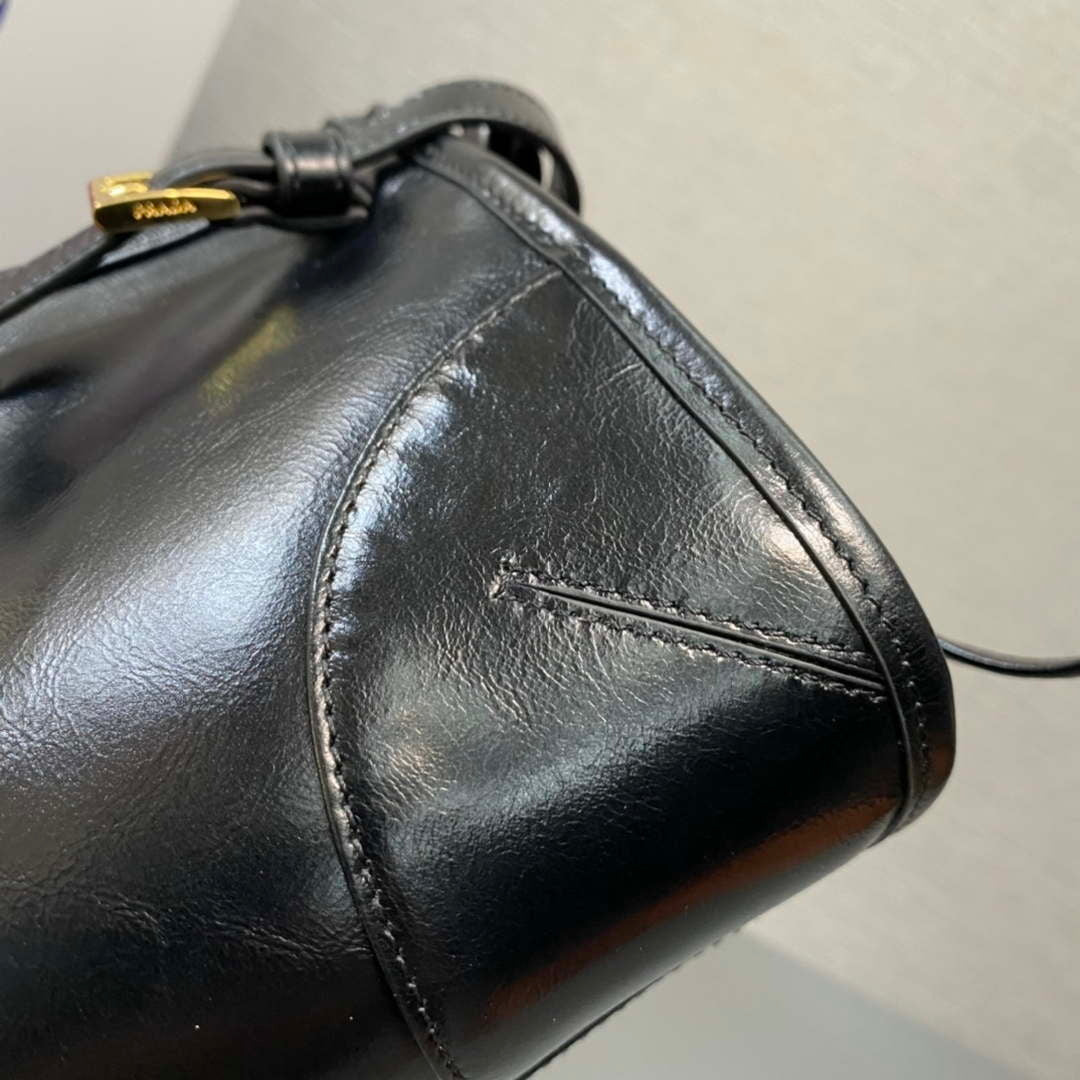 Prada 1BH215 LusSolf leather shoulder bag Black
