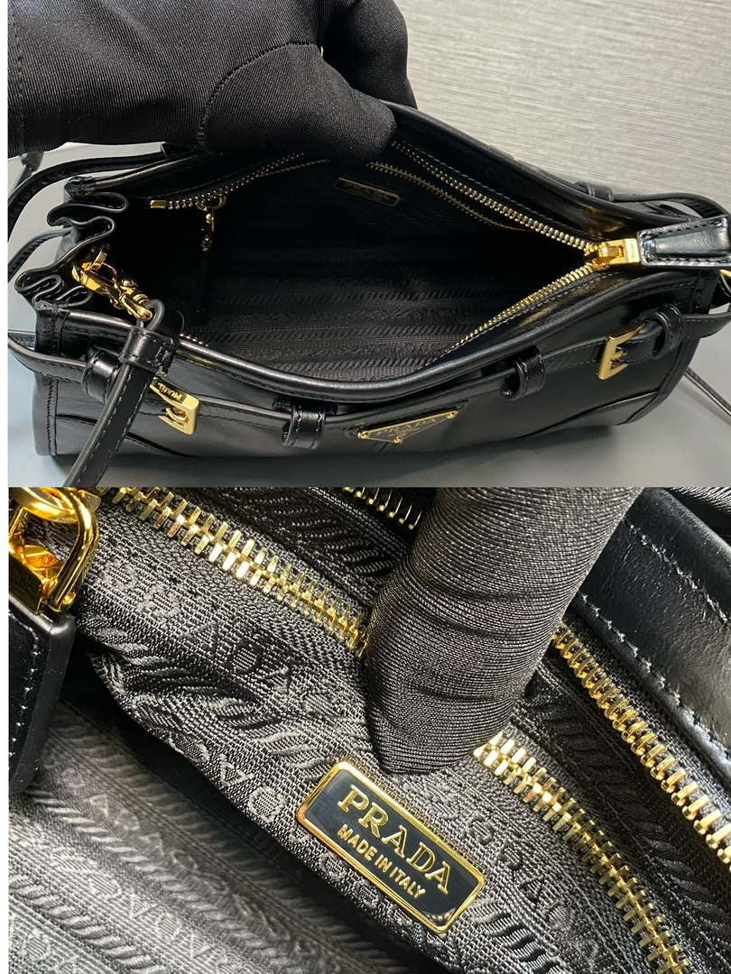 Prada 1BH215 LusSolf leather shoulder bag Black