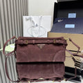 Prada 1BH215 Prada Bonnie small suede shoulder bag Purple Red