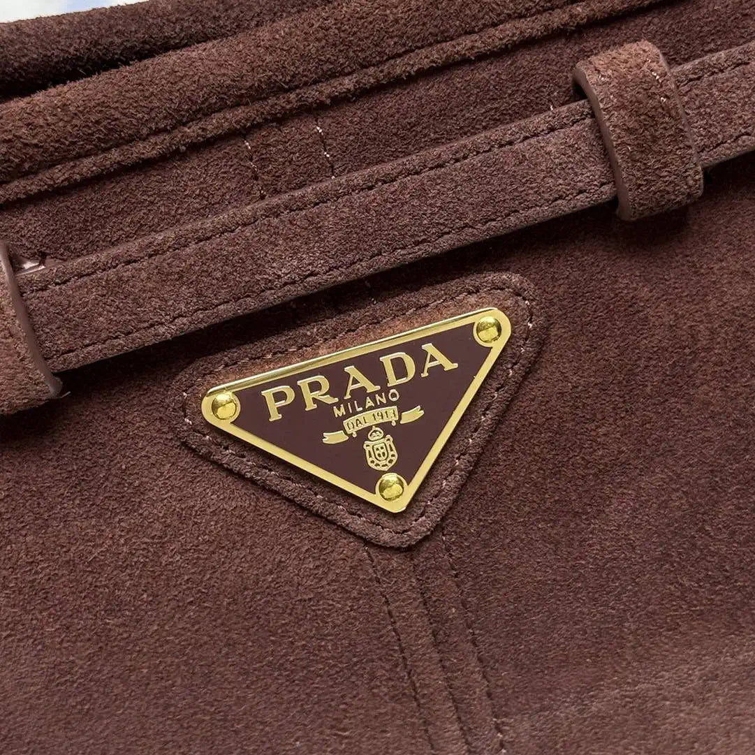 Prada 1BH215 Prada Bonnie small suede shoulder bag Purple Red