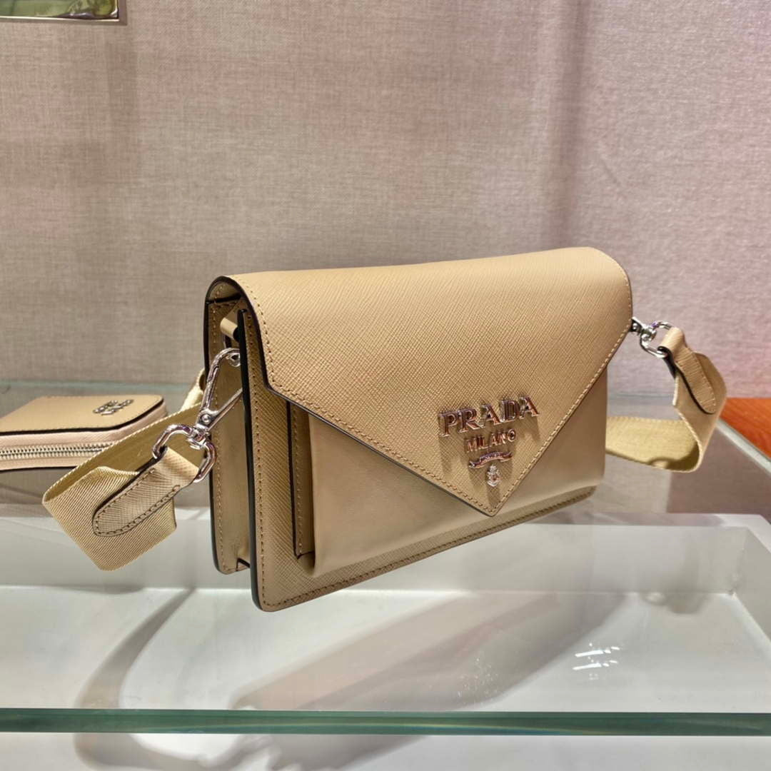 Prada 1BP020 Saffiano leather mini envelope bag Apricot - Default Title - View 3