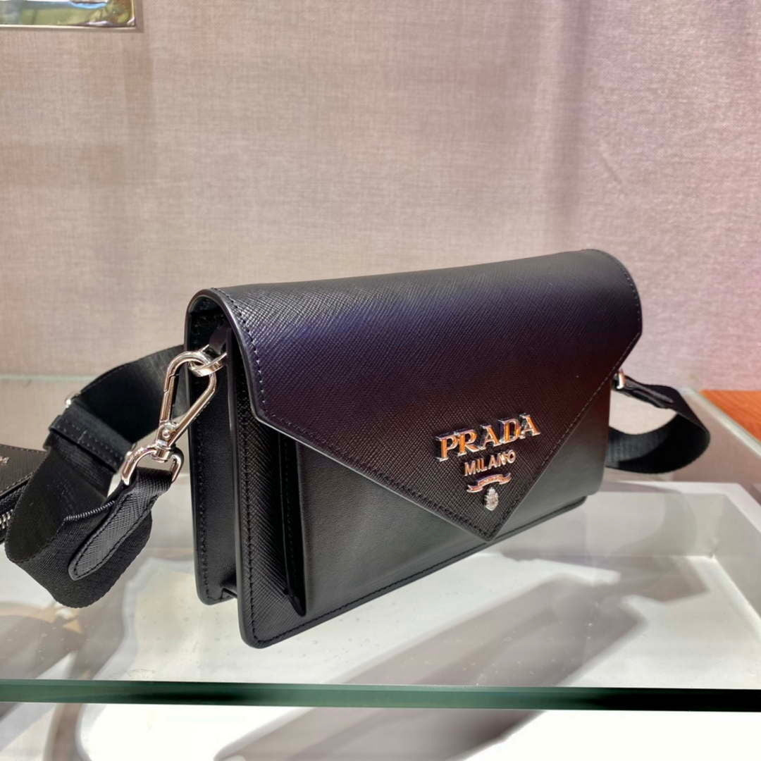 Prada 1BP020 Saffiano leather mini envelope bag Black - Default Title - View 3