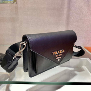 Prada 1BP020 Saffiano leather mini envelope bag Black - Default Title - View 3
