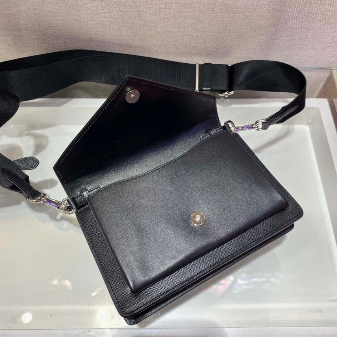 Prada 1BP020 Saffiano leather mini envelope bag Black
