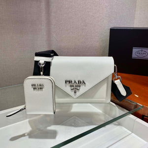 Prada 1BP020 Saffiano leather mini envelope bag White - Default Title - View 2