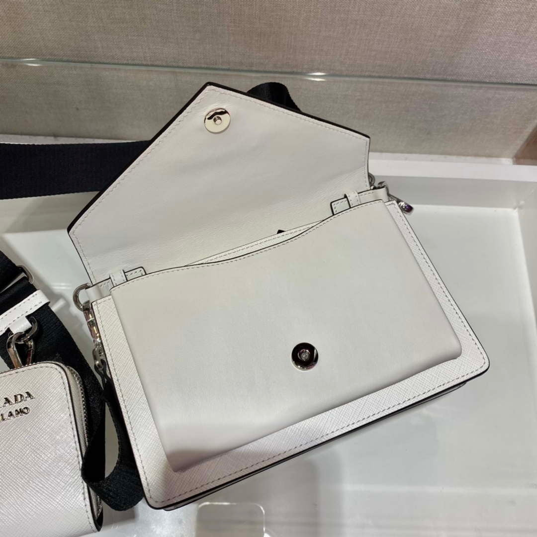Prada 1BP020 Saffiano leather mini envelope bag White - Default Title - View 7
