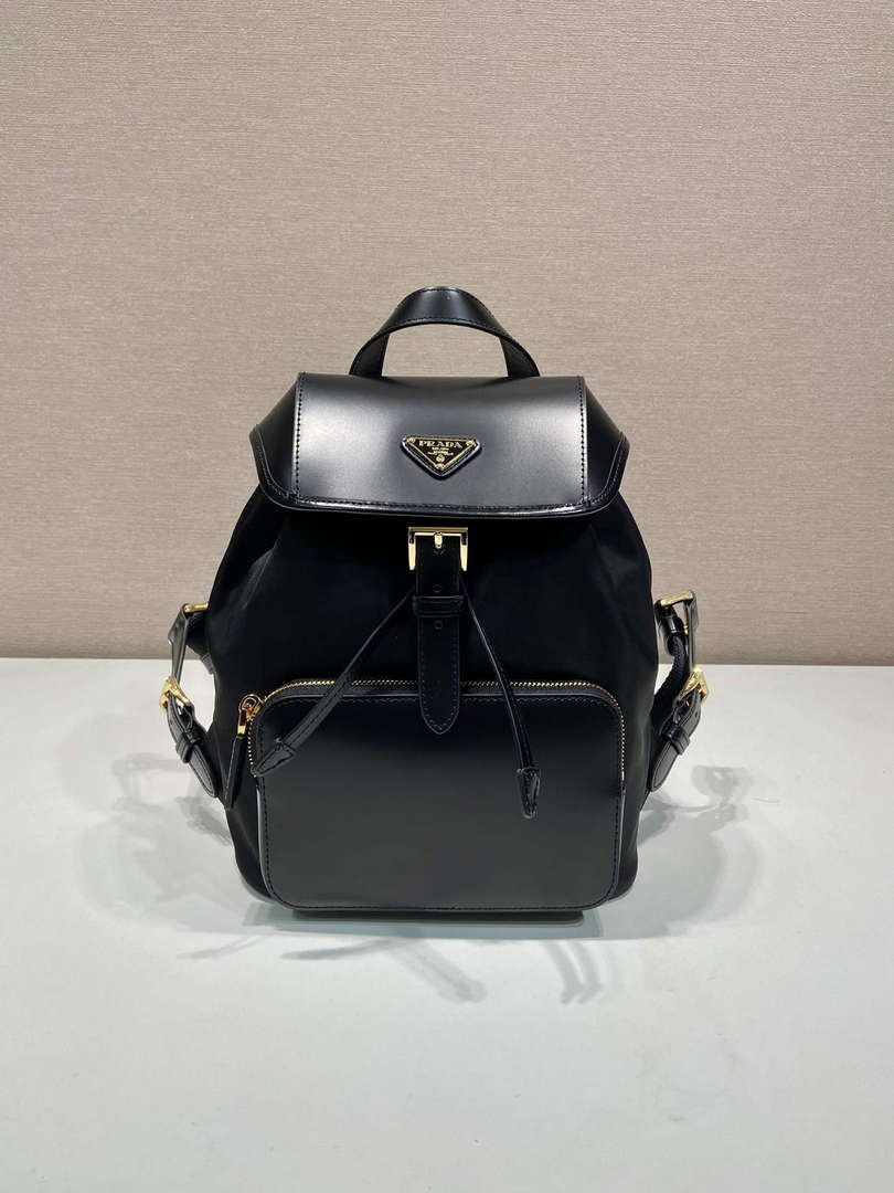 Prada 1BZ074 Re-Nylon and Brushed Leather Backpack Black - Default Title - View 1