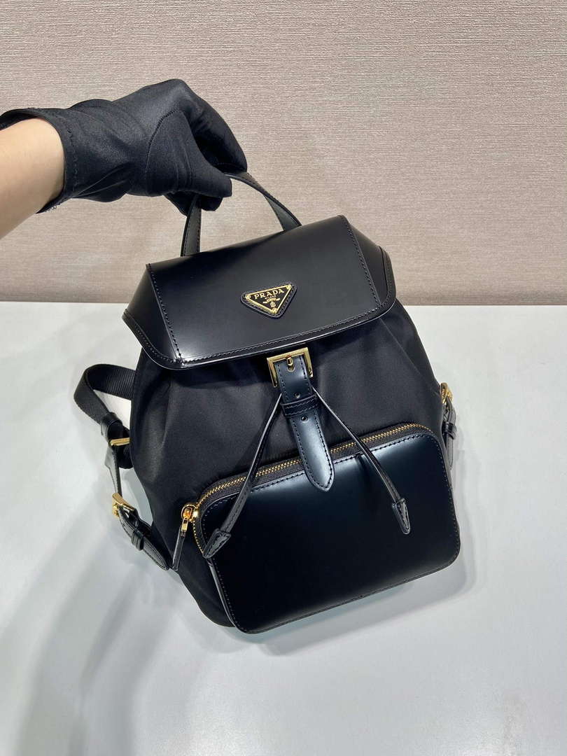 Prada 1BZ074 Re-Nylon and Brushed Leather Backpack Black - Default Title - View 2