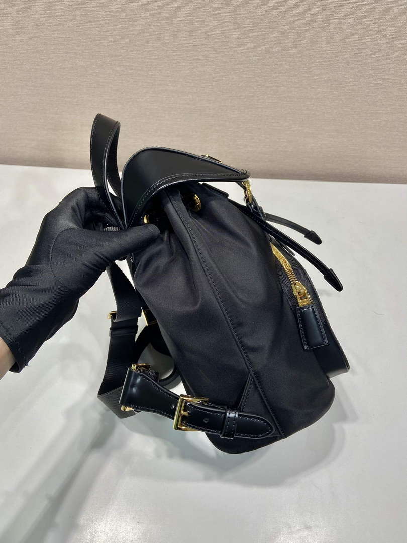 Prada 1BZ074 Re-Nylon and Brushed Leather Backpack Black - Default Title - View 5