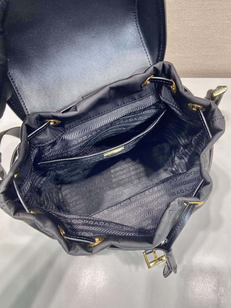 Prada 1BZ074 Re-Nylon and Brushed Leather Backpack Black - Default Title - View 8