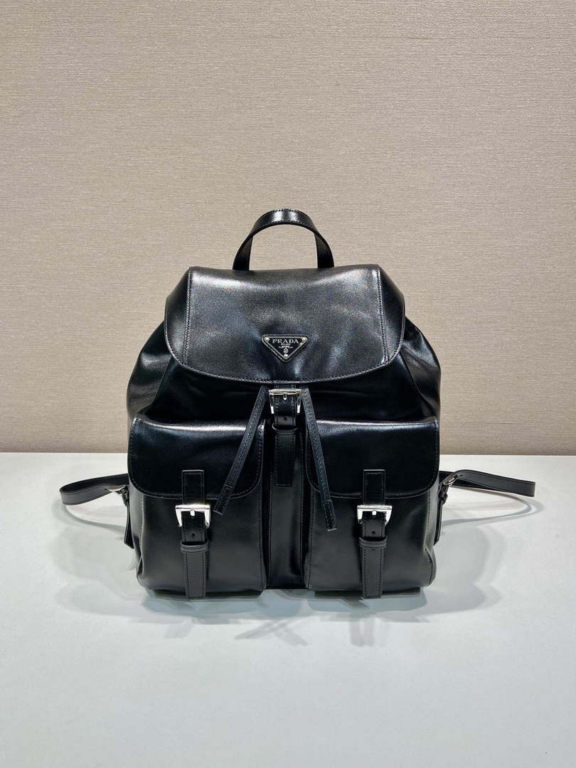 Prada 1BZ811 Leather Backpack Bag in Black - Default Title - View 1