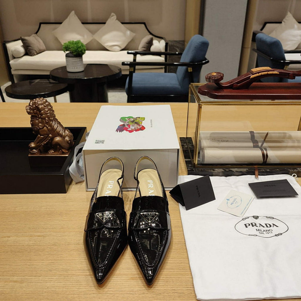 Prada 1D175N Patent leather slingbacks P78562