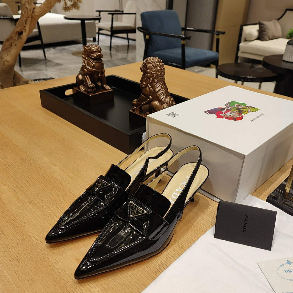 Prada 1D175N Patent leather slingbacks P78562