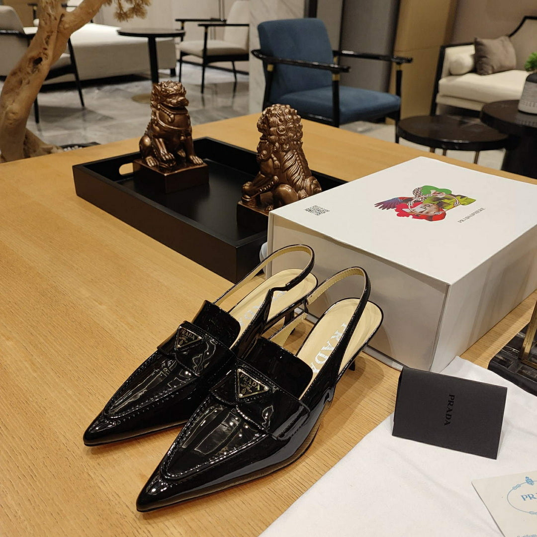 Prada 1D175N Patent leather slingbacks P78562