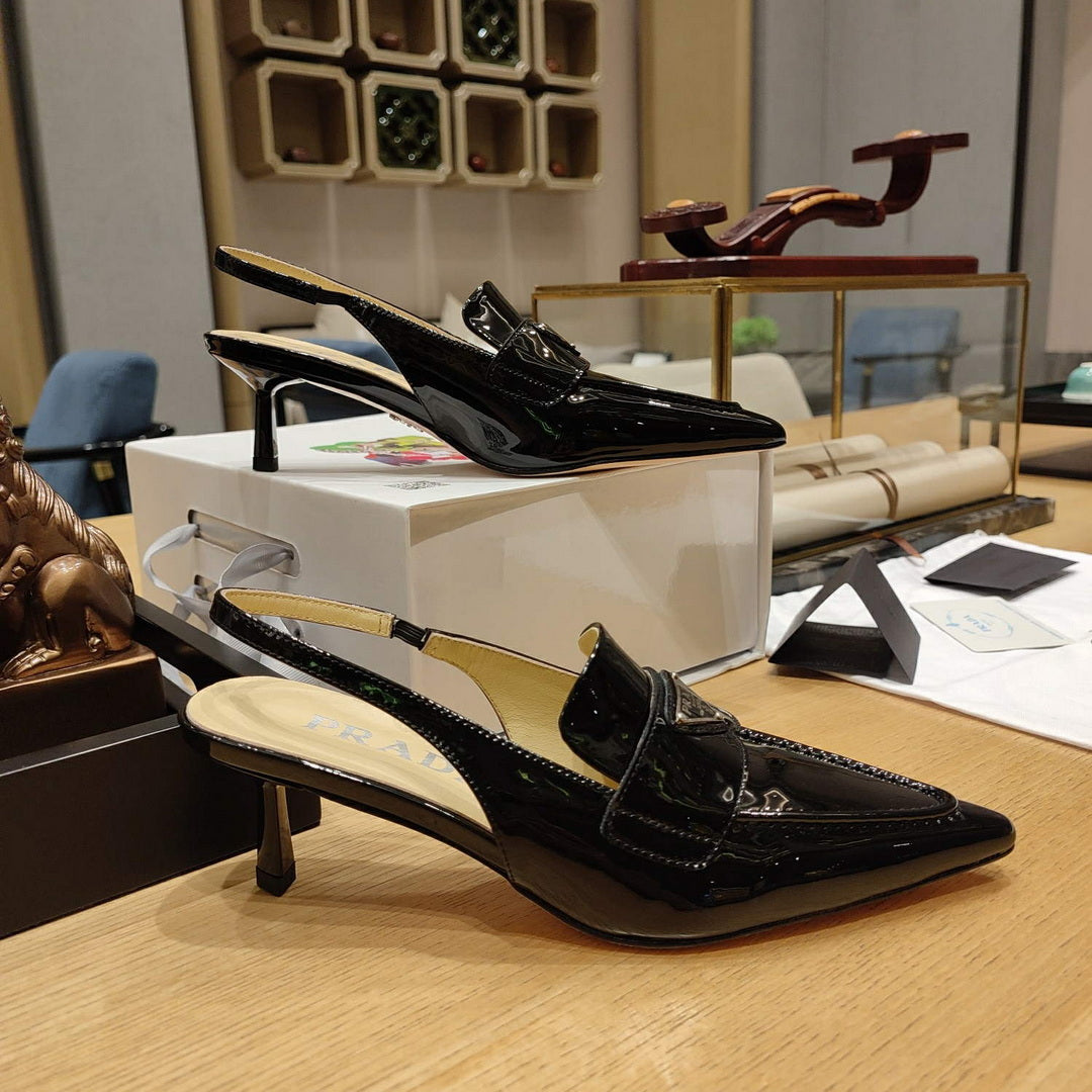 Prada 1D175N Patent leather slingbacks P78562
