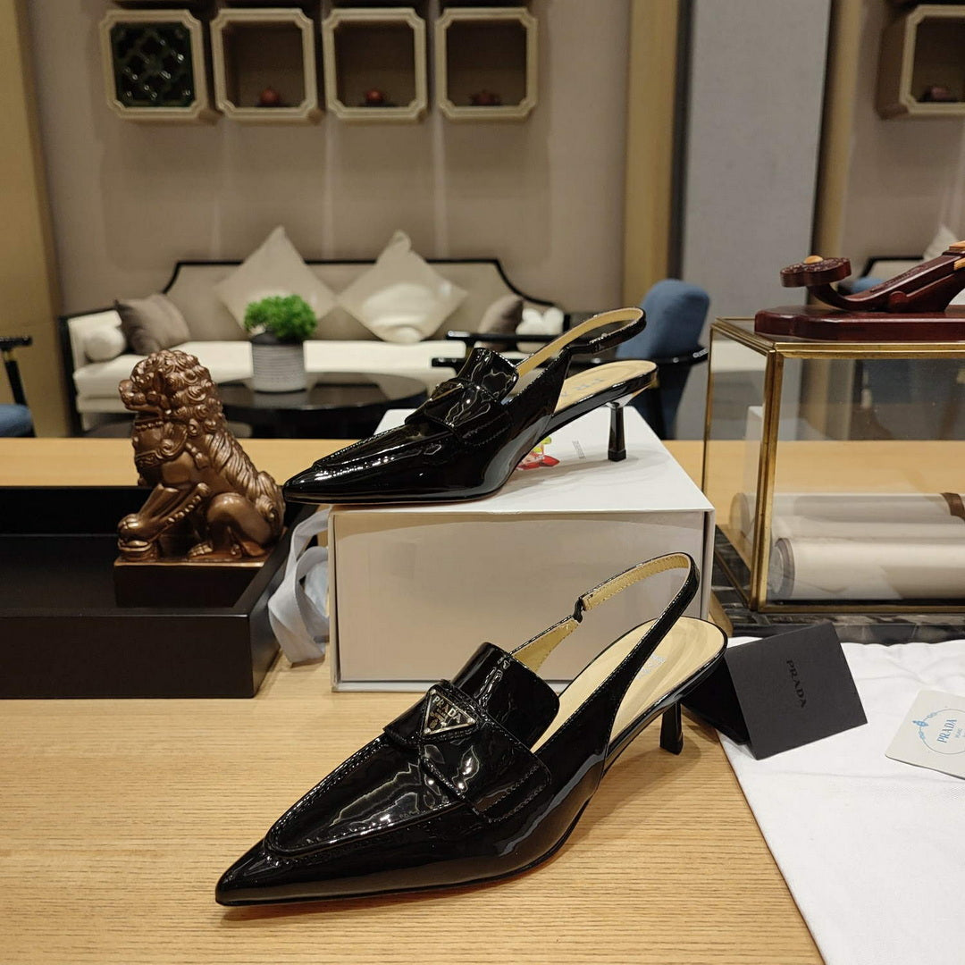 Prada 1D175N Patent leather slingbacks P78562