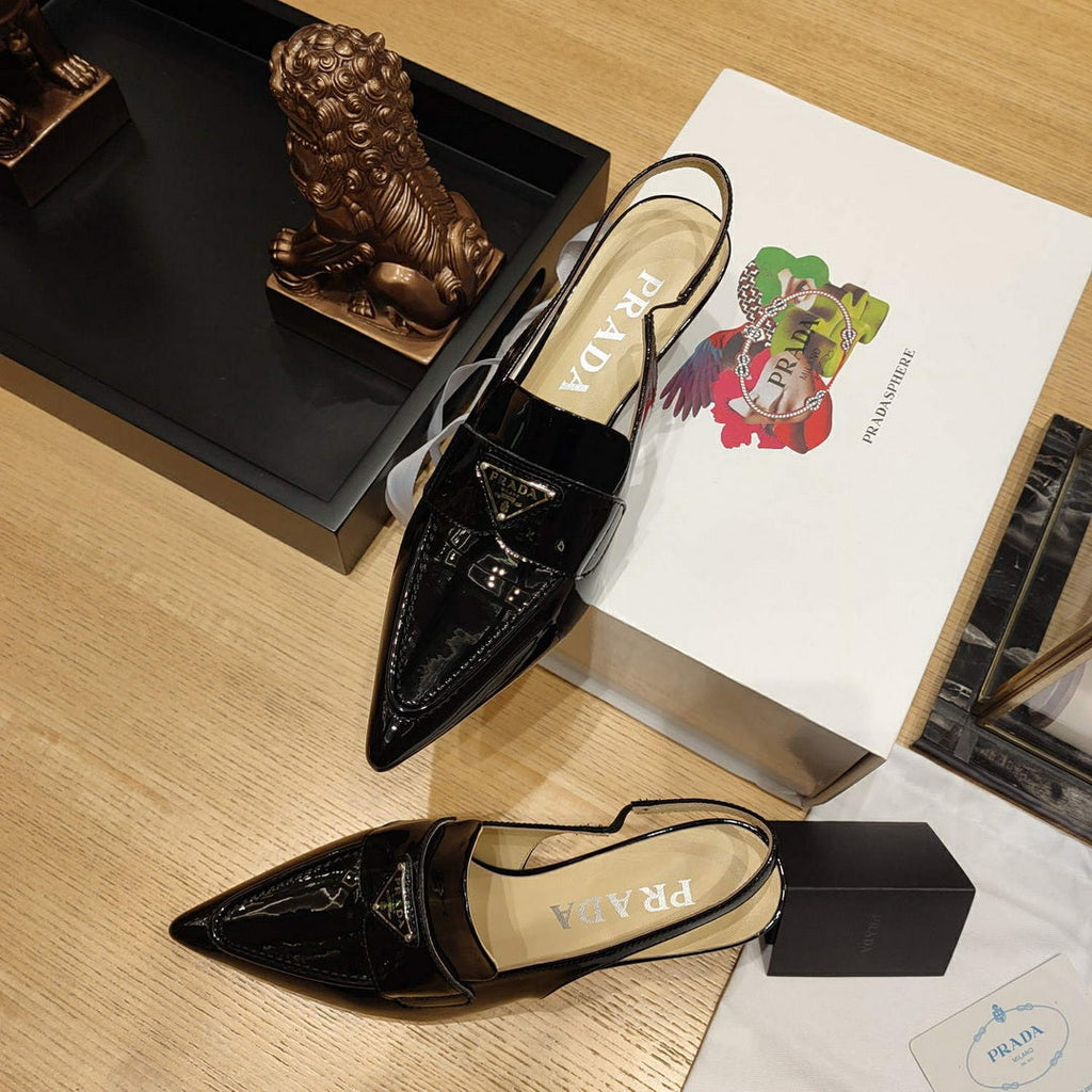 Prada 1D175N Patent leather slingbacks P78562