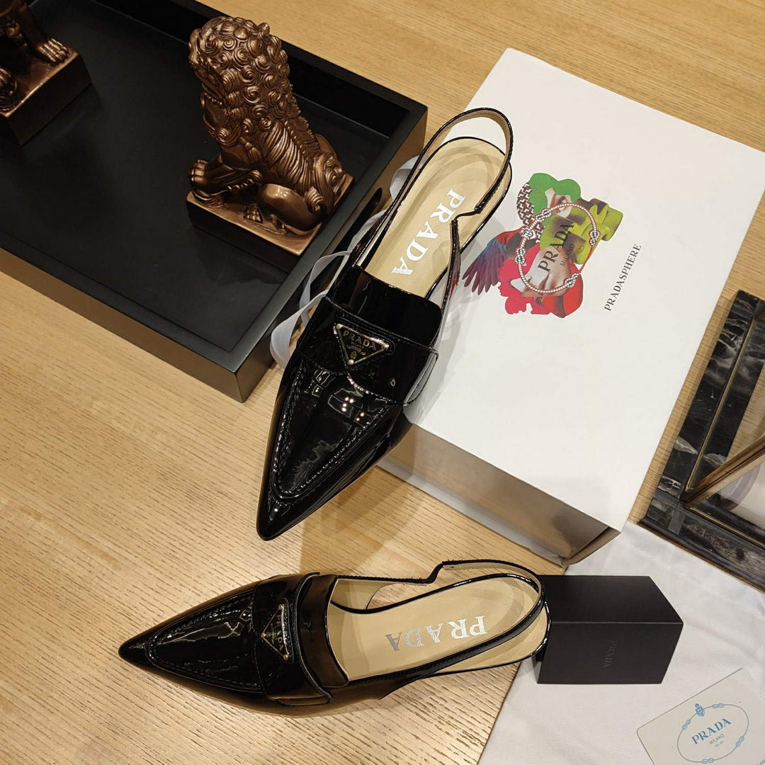 Prada 1D175N Patent leather slingbacks P78562