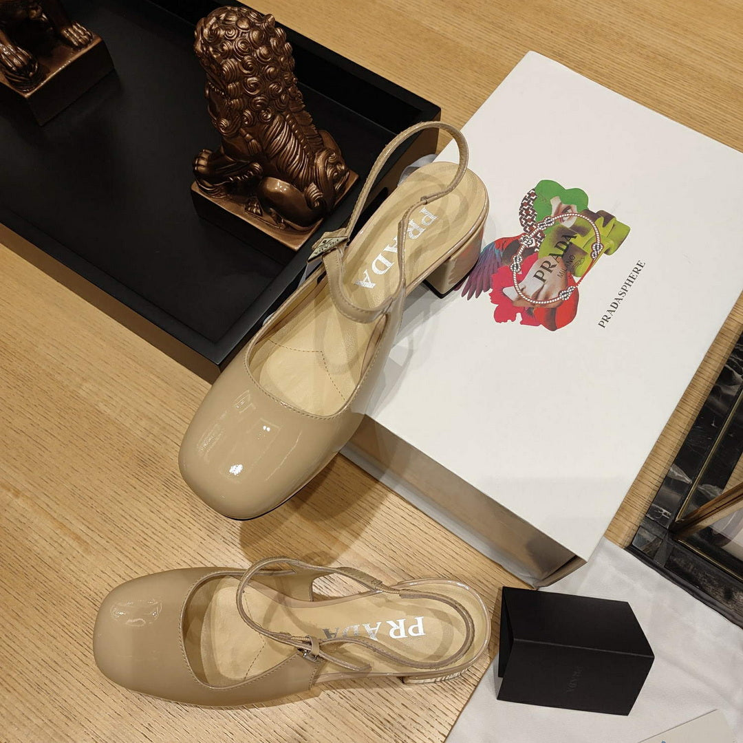 Prada 1D175N Patent leather slingbacks P78564