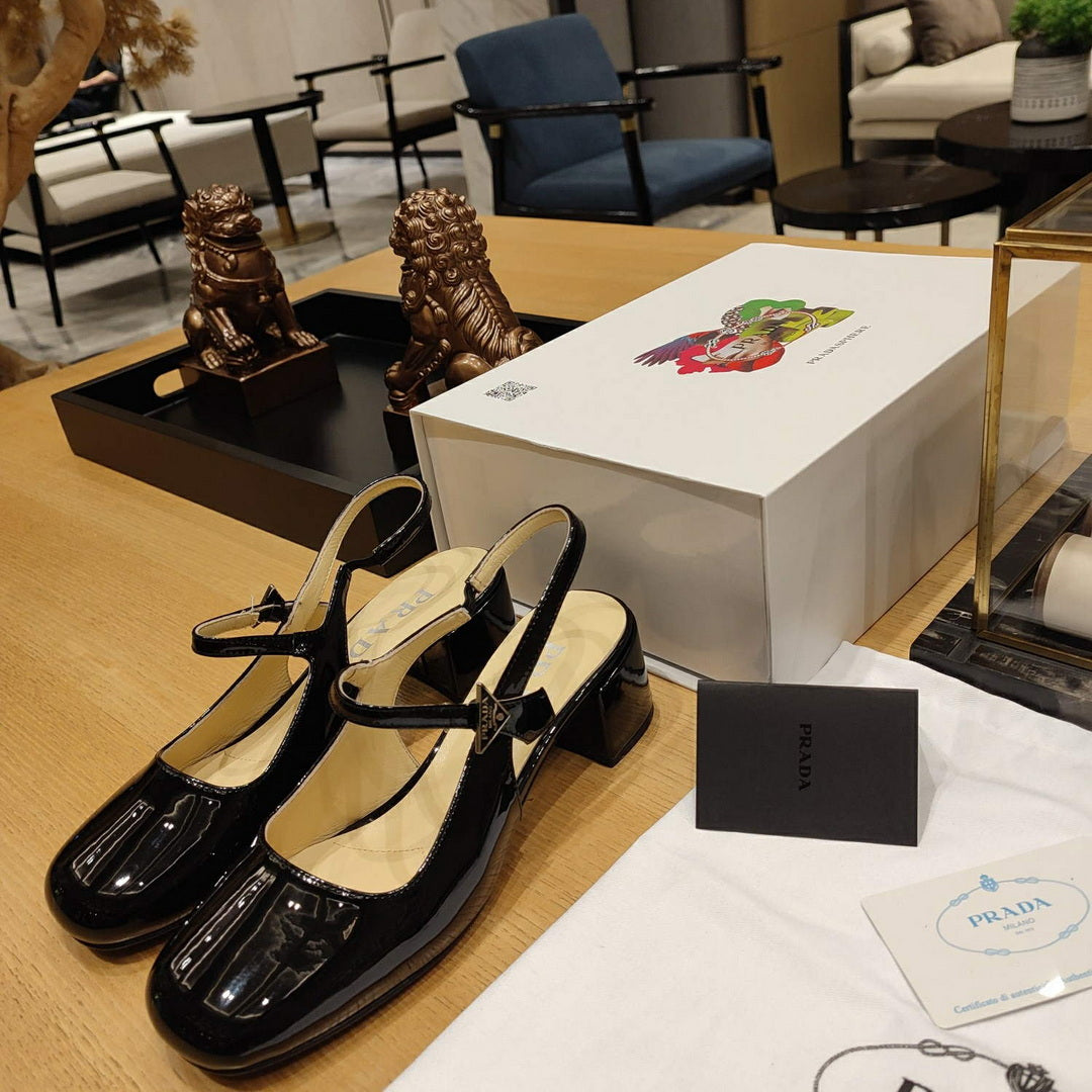Prada 1D175N Patent leather slingbacks P78566