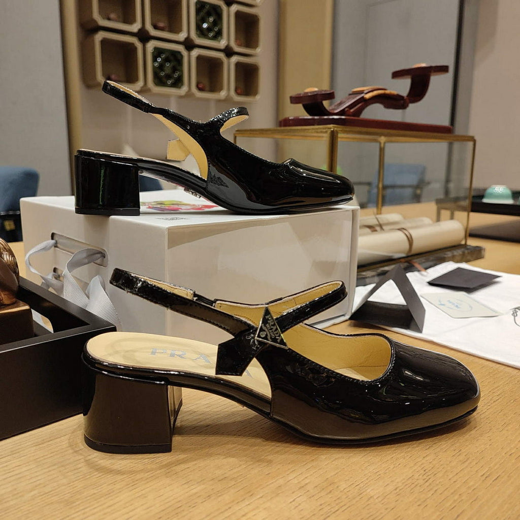 Prada 1D175N Patent leather slingbacks P78566