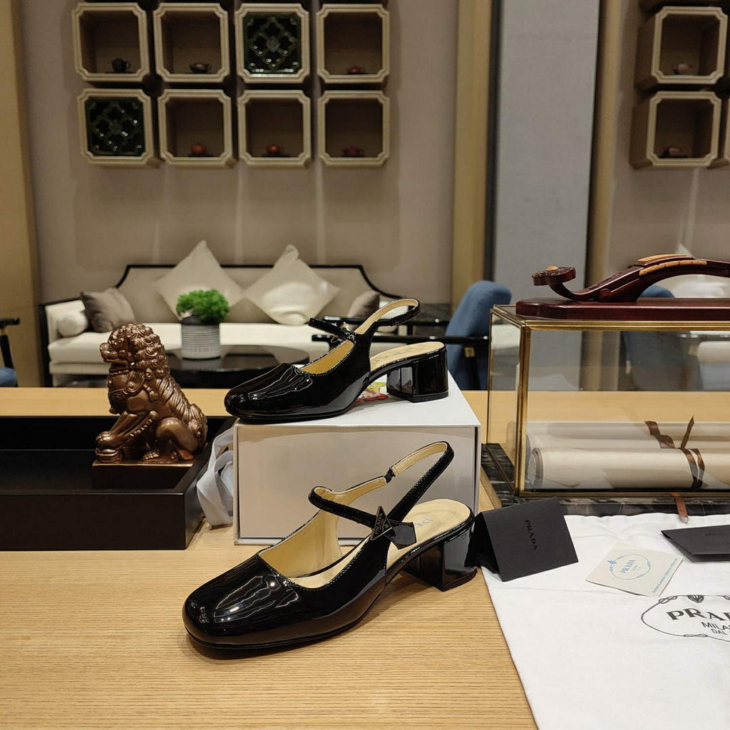 Prada 1D175N Patent leather slingbacks P78566