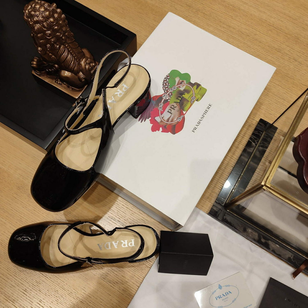 Prada 1D175N Patent leather slingbacks P78566