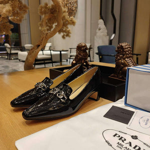 Prada 1D193N Patent Leather Loafers 50 mm Heel P67324 - 35 - View 1