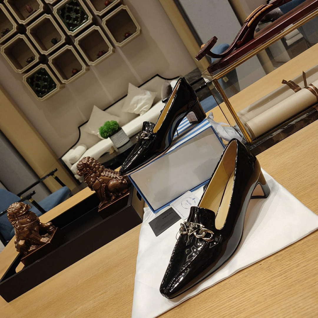 Prada 1D193N Patent Leather Loafers 50 mm Heel P67324 - 35 - View 4