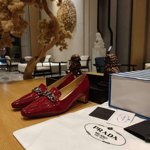 Prada 1D193N Patent Leather Loafers 50 mm Heel P67325 - 35 - View 1