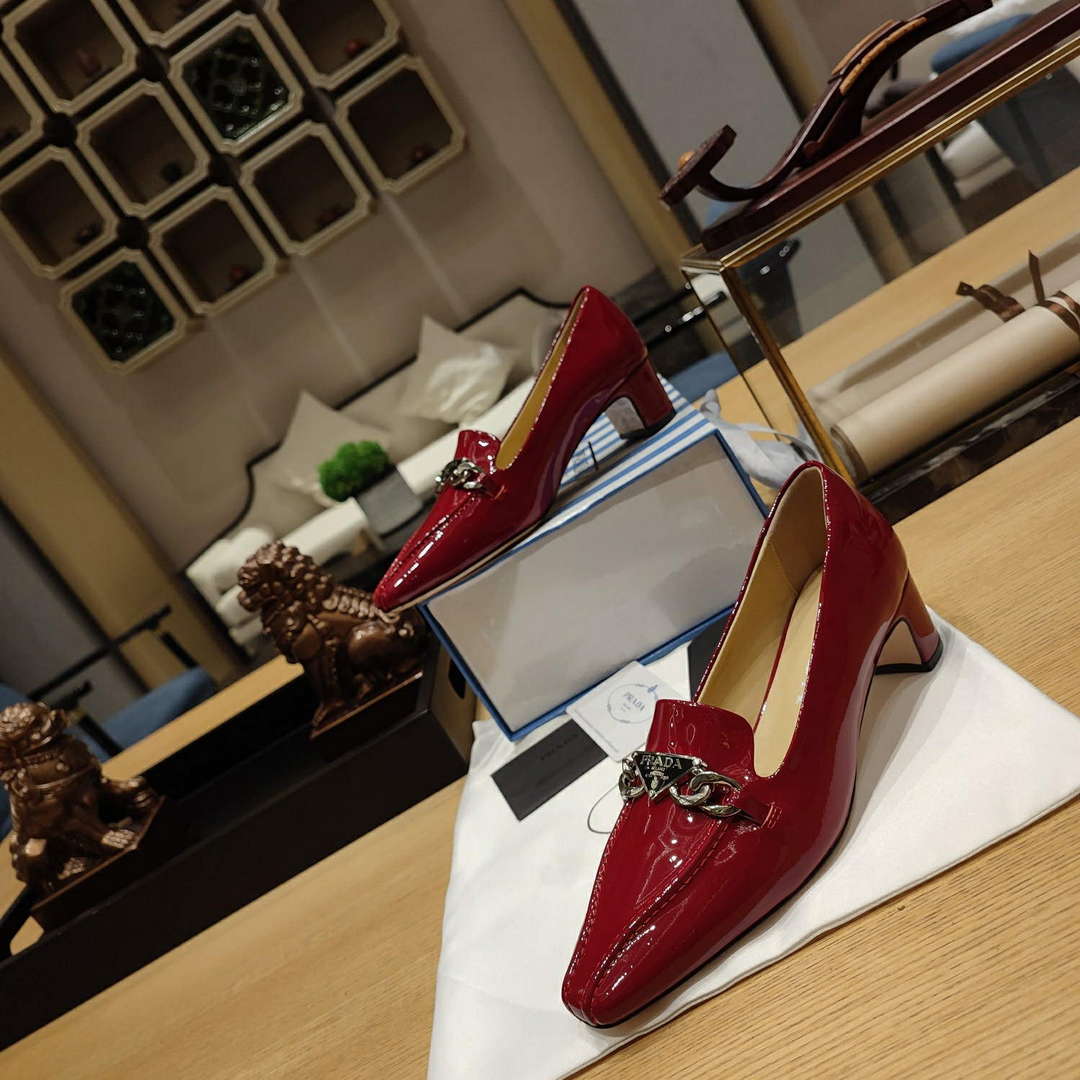 Prada 1D193N Patent Leather Loafers 50 mm Heel P67325 - 35 - View 4