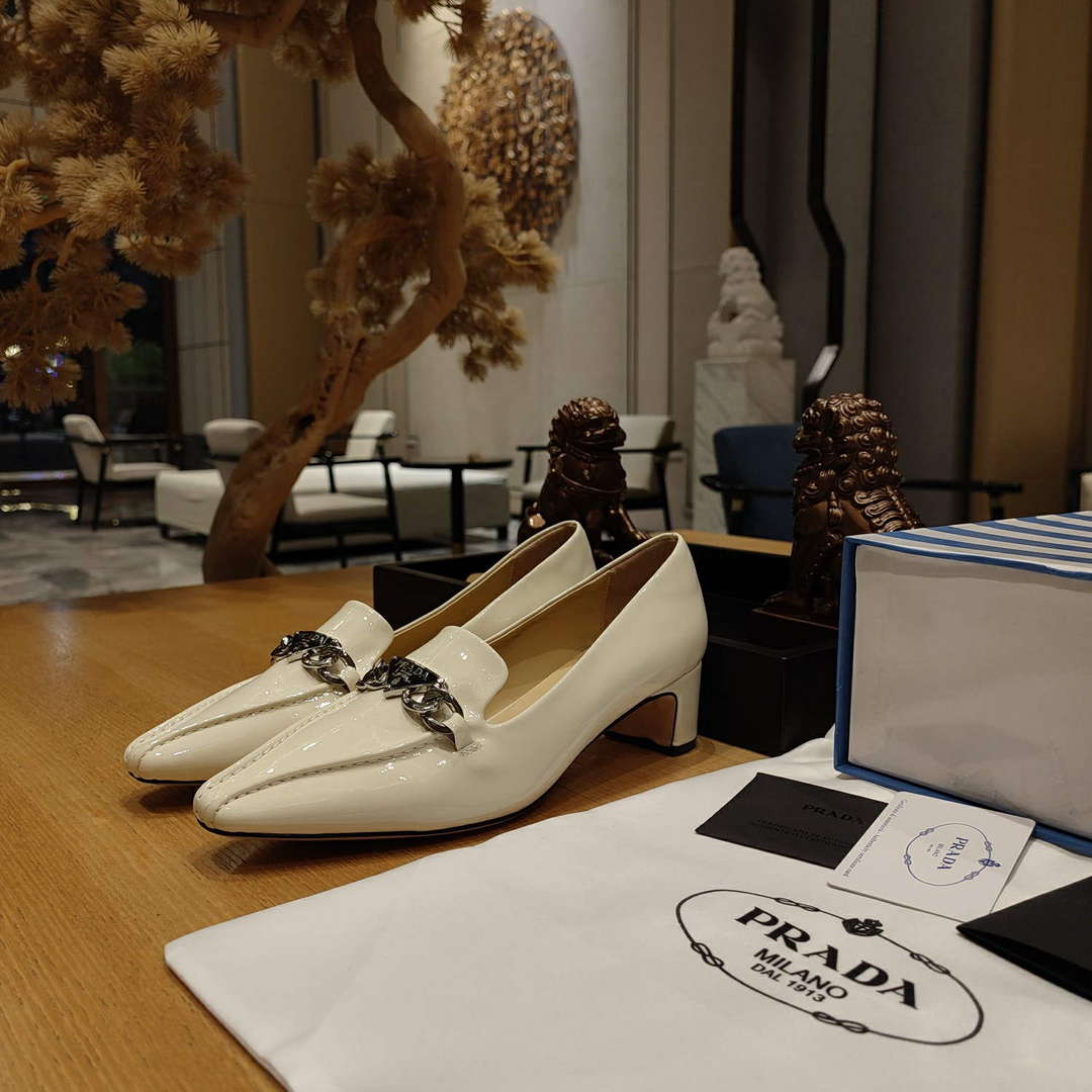 Prada 1D193N Patent Leather Loafers 50 mm Heel P67326 - 35 - View 1