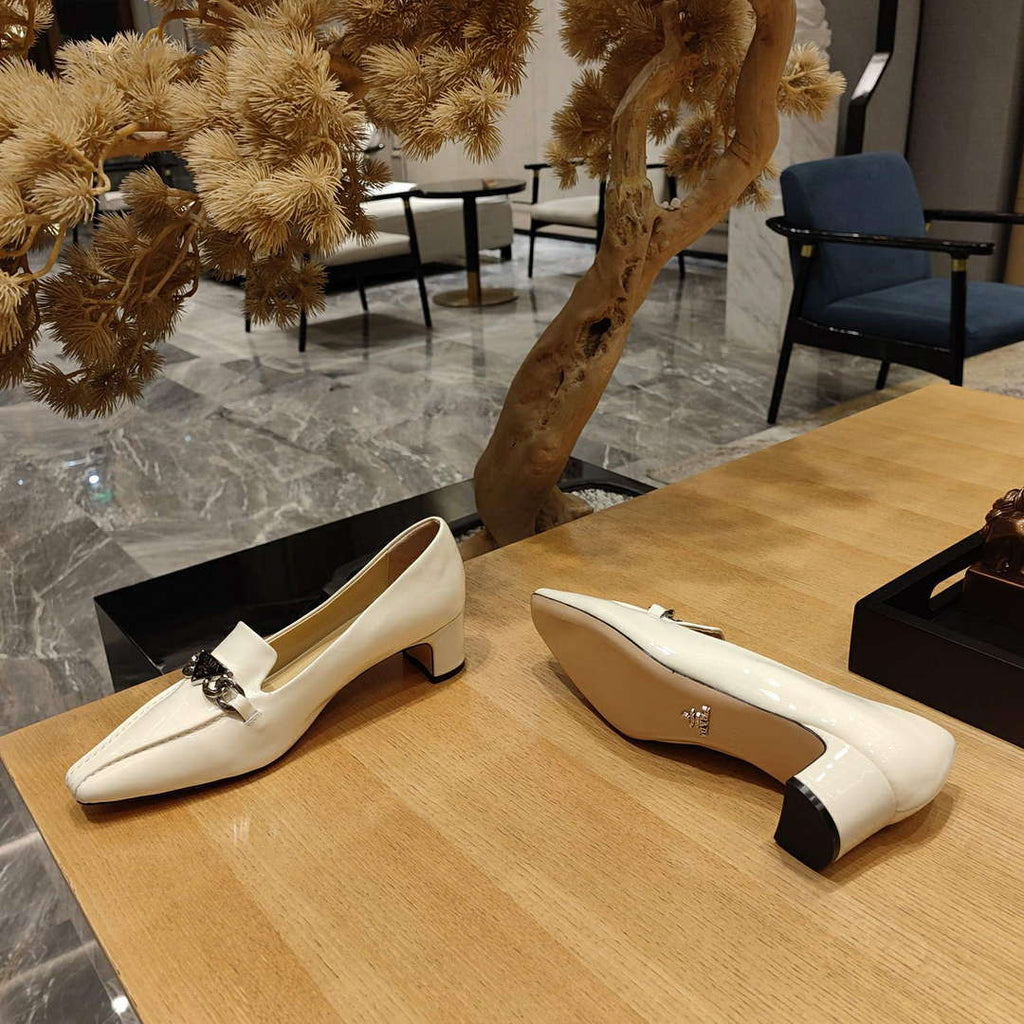 Prada 1D193N Patent Leather Loafers 50 mm Heel P67326