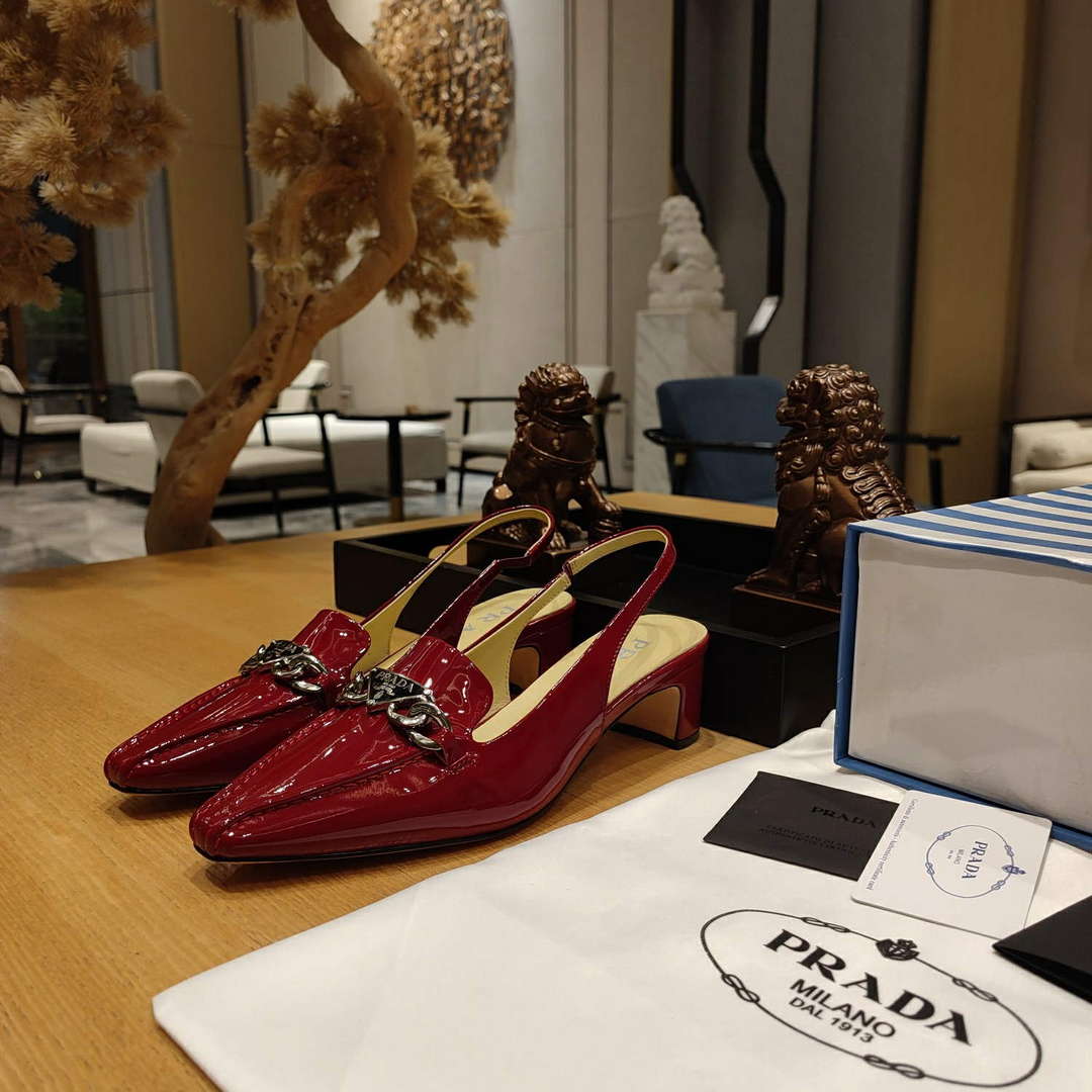 Prada 1D193N Patent Leather Slingbacks 50 mm Heel P67328 - 35 - View 1